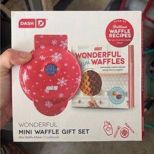 Dash Red Mini Waffle Maker Gift Set